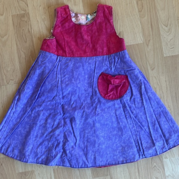 Reversible dress. Little girls size.  Handmade. Unicorns one side/purple other. - Picture 5 of 11